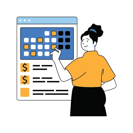 Woman making Business schedule  Illustration