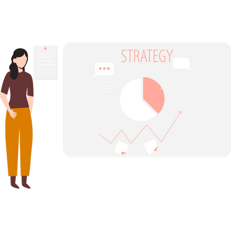 Woman making business strategy  Illustration