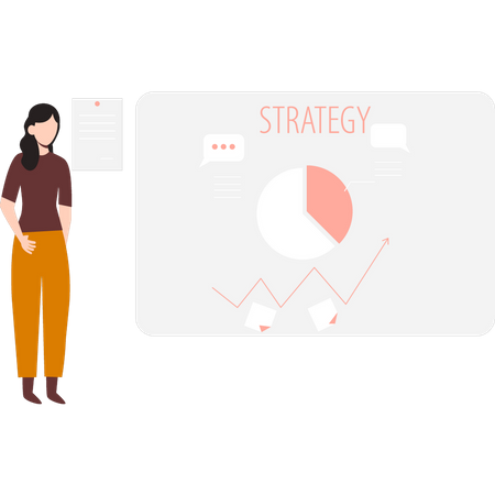 Woman making business strategy  Illustration