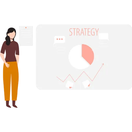 The Girl Is Making A Business Strategy Illustration