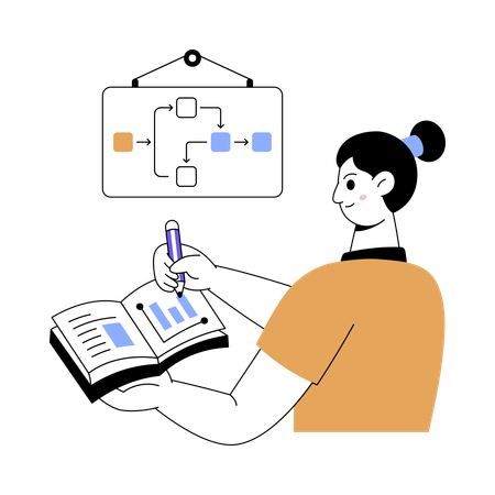 Woman making business workflow  Illustration