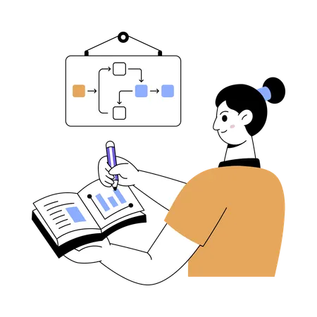 Woman making business workflow  Illustration
