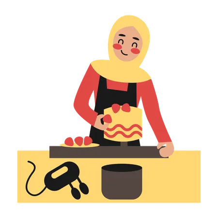 Woman making cake  Illustration