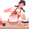 woman making cake illustrations