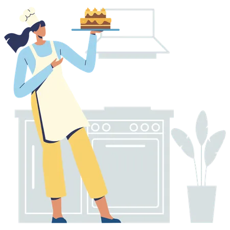 Woman making Cake  Illustration