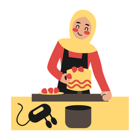 Woman making cake  Illustration