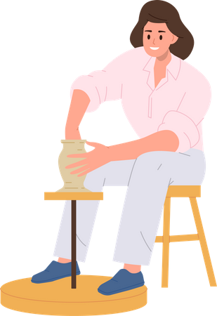 Woman making ceramic vase  Illustration