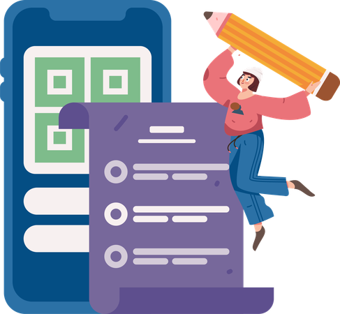 Woman making checklist  Illustration