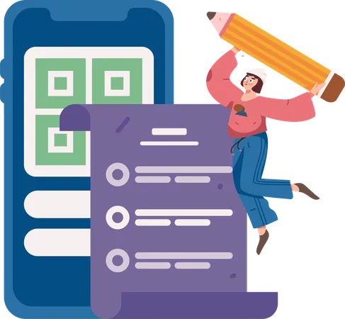 Woman making checklist  Illustration