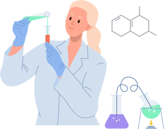 Woman making chemical research  Illustration