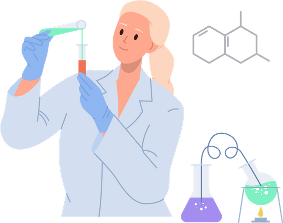 Woman making chemical research  Illustration