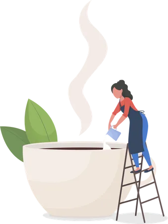 Woman making coffee Illustration