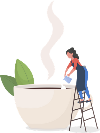 Woman making coffee  Illustration