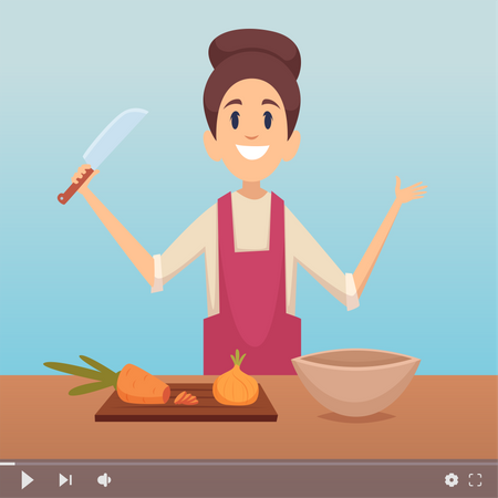 Woman making cooking blog Illustration