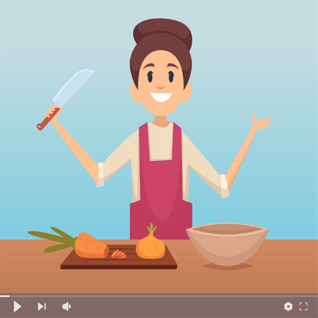 Woman making cooking blog  Illustration