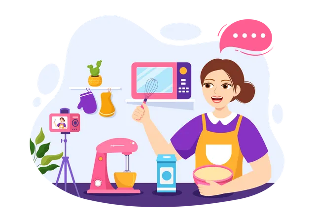 Woman making cooking video  Illustration