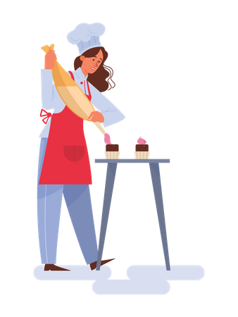 Woman making cupcakes  Illustration