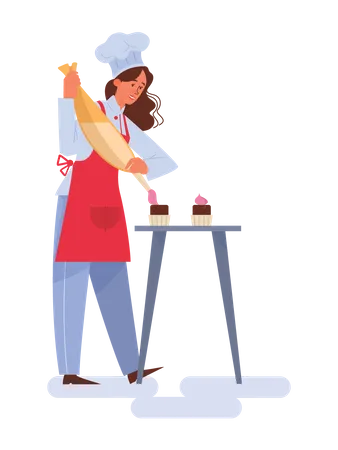 Woman making cupcakes  Illustration