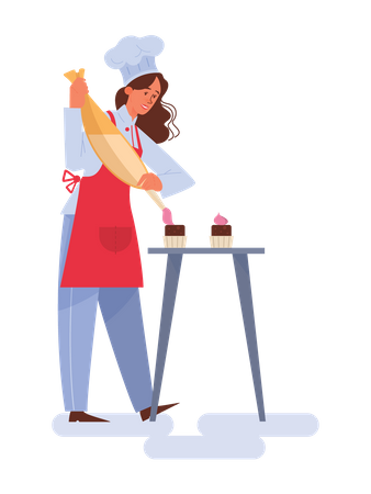 Woman making cupcakes  Illustration