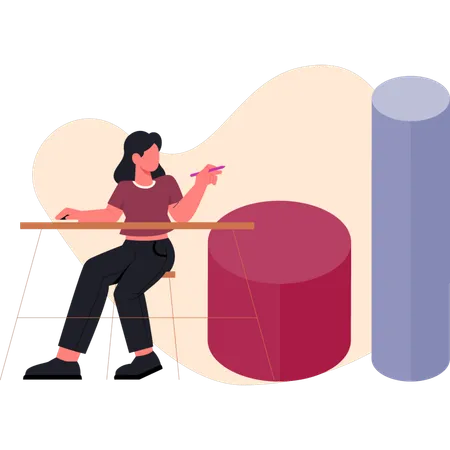 Woman making design  Illustration