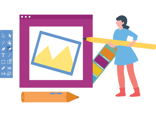 Woman making design poster  Illustration