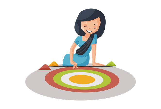 Woman making Diwali design or rangoli  Illustration