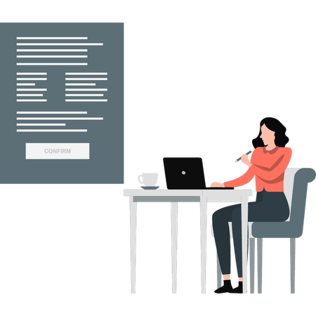 Woman making document  Illustration