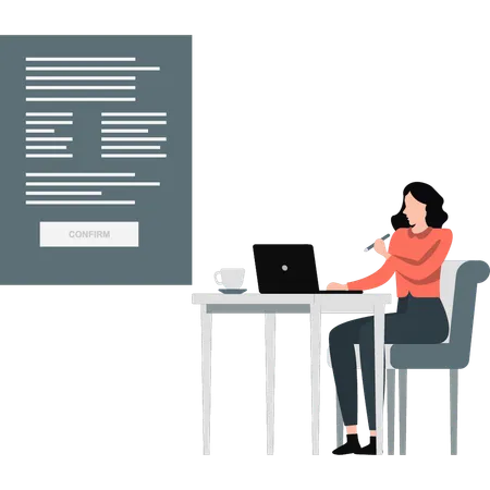 Woman making document  Illustration