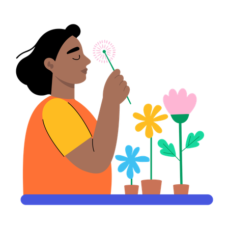Woman making dream wish  Illustration