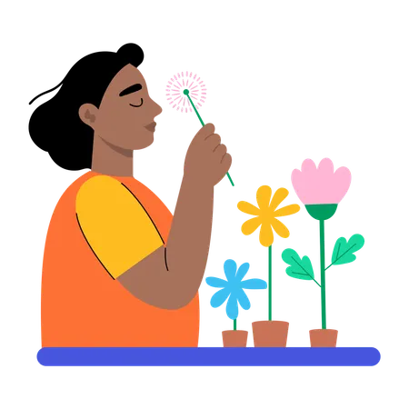 Woman making dream wish  Illustration