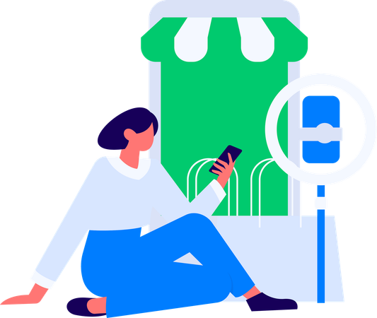 Woman making fashion brand video using mobile  Illustration