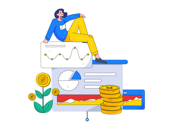 Woman making financial analysis  Illustration