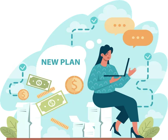 Woman making financial plan  Illustration