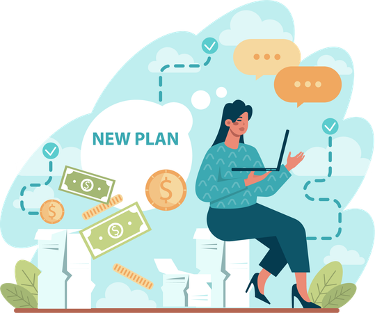 Woman making financial plan  Illustration