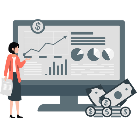 Woman making financial report  Illustration