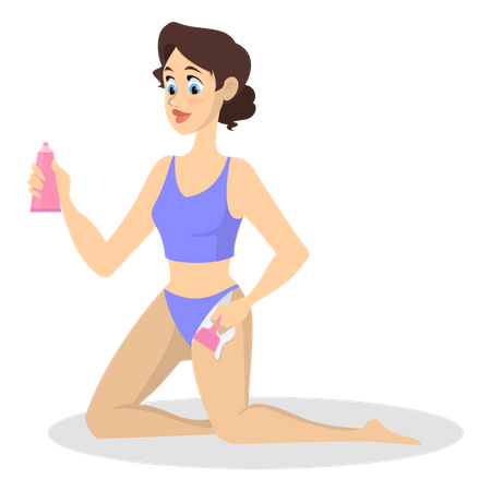 Woman making hair removal procedure on the leg  Illustration