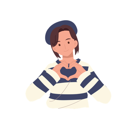 Woman making heart gesture with hands  Illustration