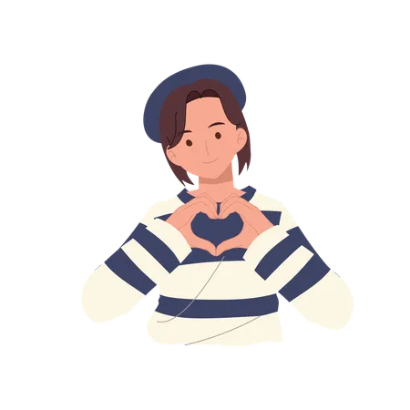 Woman making heart gesture with hands  Illustration