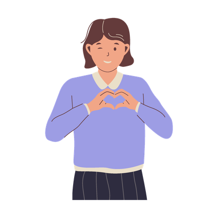 Woman making heart with hand gesture  Illustration