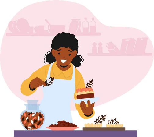 Woman making homemade cake  Illustration