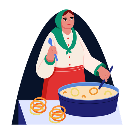 Woman making Indian sweet  Illustration