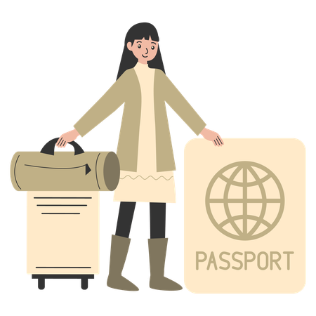 Woman making International Move  Illustration