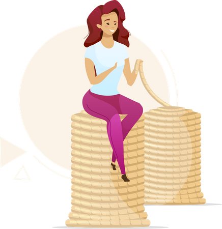 Woman making knitting yarn  Illustration