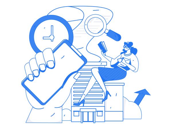 Woman making lease payment  Illustration