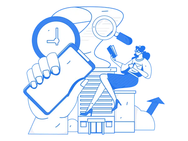 Woman making lease payment  Illustration