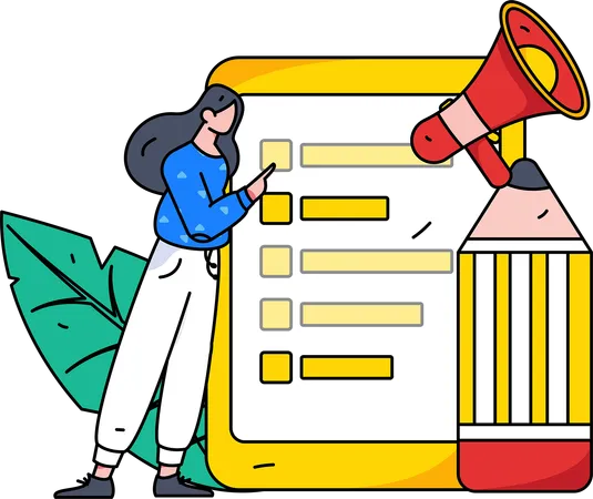 Woman Making Marketing Task  Illustration