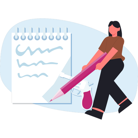 Woman making office document  Illustration