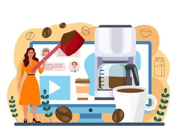 Woman making Online coffee  Illustration