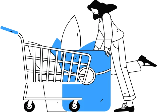 Woman making online purchase from digital shopping  Illustration