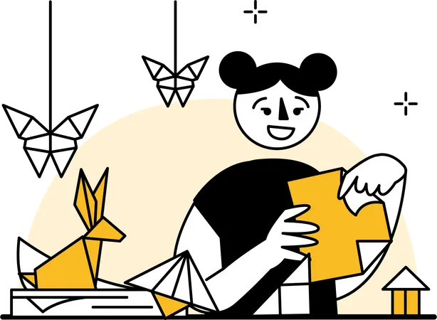 Woman making origami  Illustration